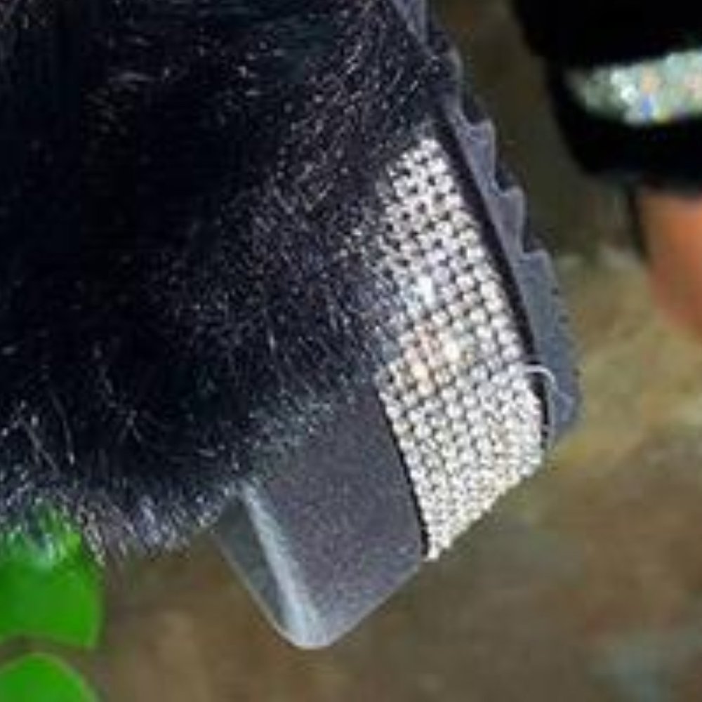 Black & Gray Suzy Faux Fur Rhinestone Platform Slide ( Size 7) - Picture 3 of 3